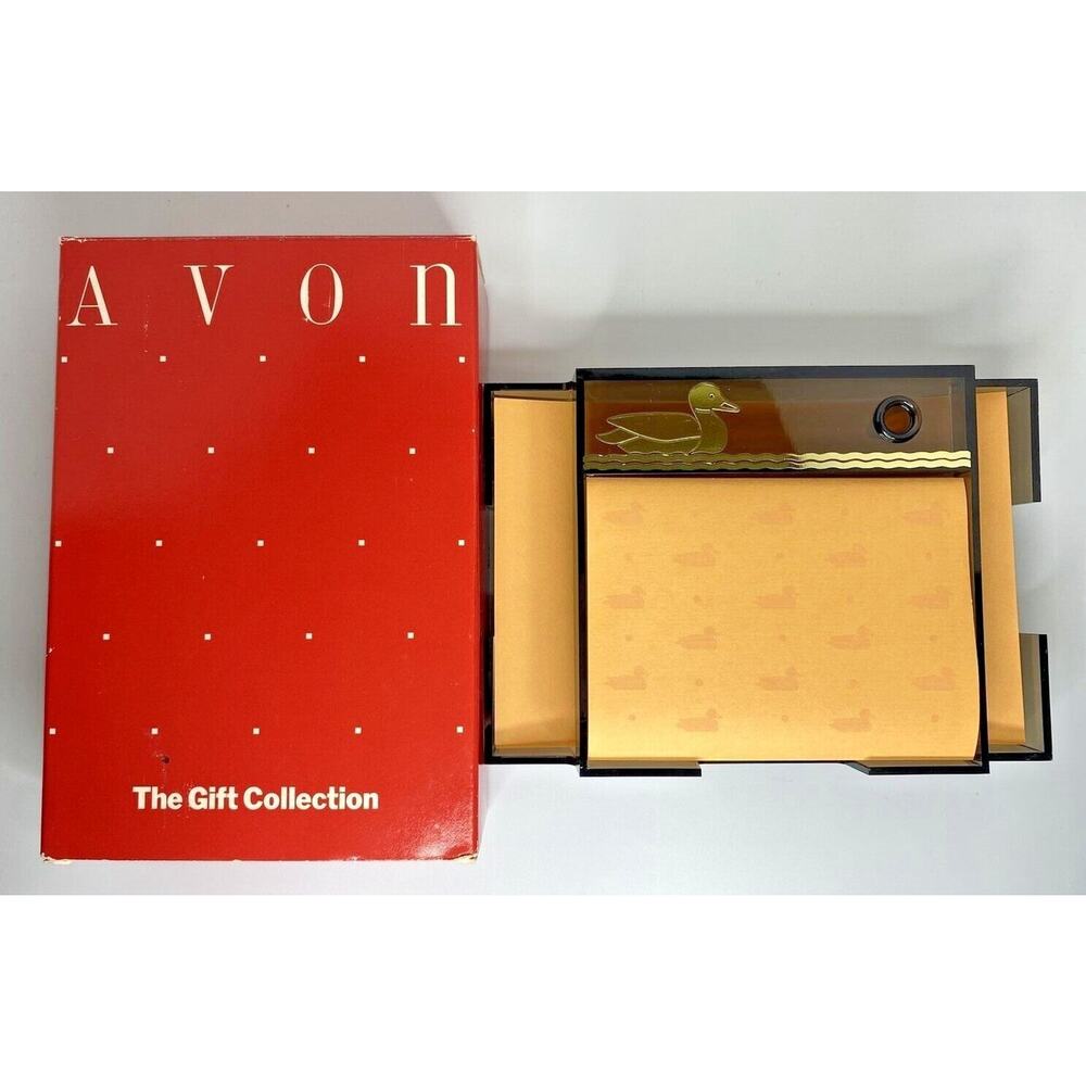 Avon‎ Gift Collection Two-Tier Stationery Caddy Paper Notepad Duck New Box U11